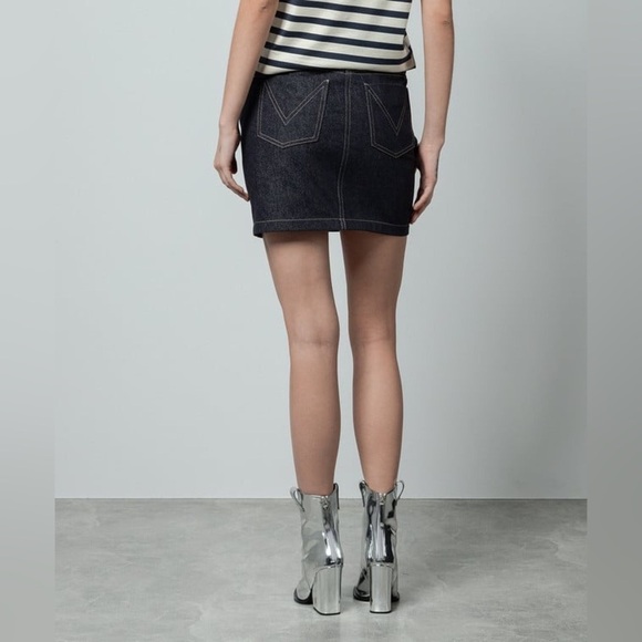 NWT MAX MARA Blue Giubba Denim Miniskirt with Logo Patch - Picture 16 of 16